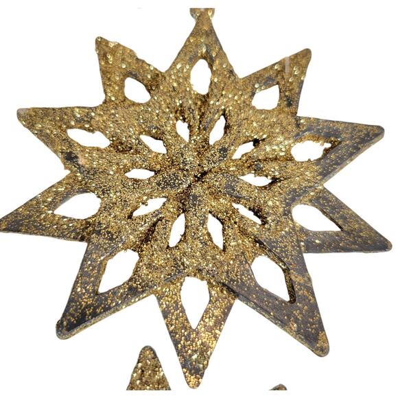 Lot 21 Glitter Snowflake Ornaments Gold Silver Christmas Tree Holiday Decor - Picture 9 of 16